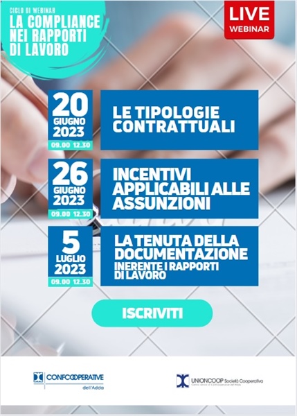 Webinar “La Compliance nei rapporti di lavoro” 20/06/2023 – 26/06/2023 …